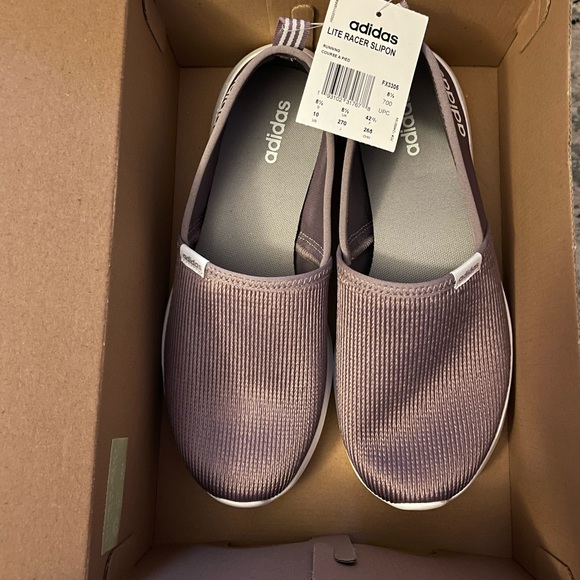 BNIB Adidas Cloudfoam Lite Racer Shoe Purple Slip On Synthetic Upper Rubber - Picture 6 of 7